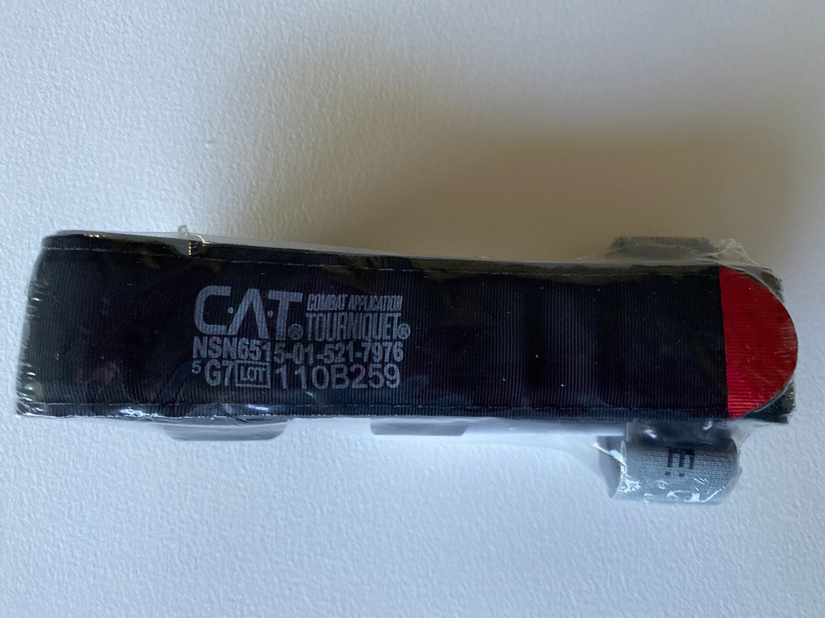 CAT Tourniquet GEN7 Newest Version view of  smooth tight plastic sealed packaging