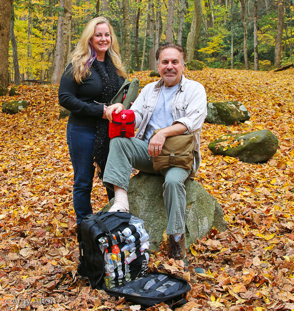 Amy and Joe Alton with some of our first aid kits