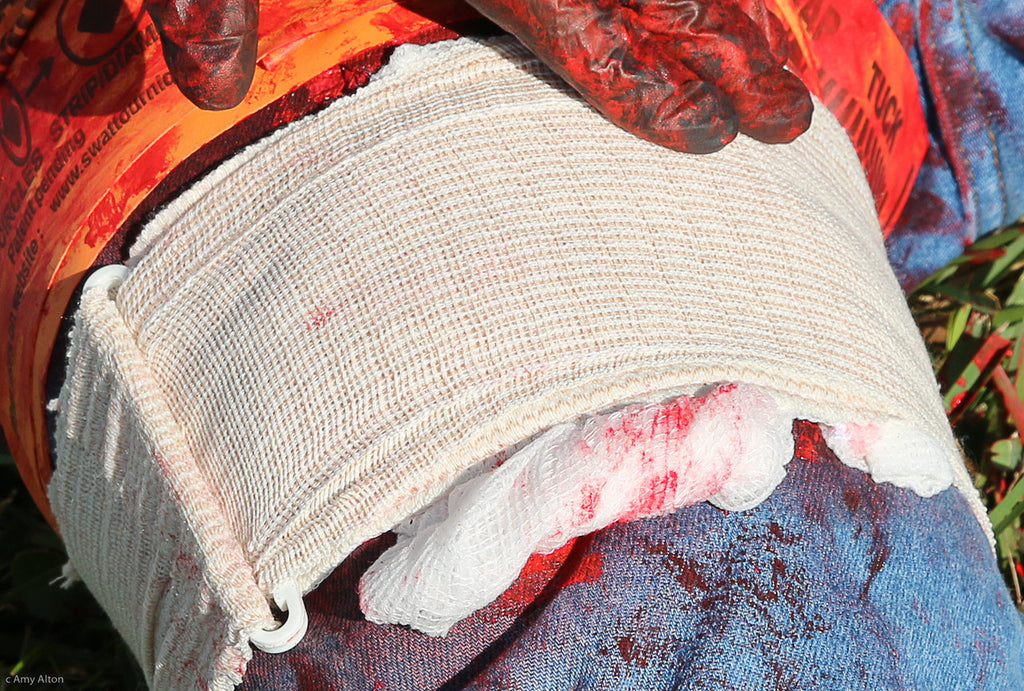 mini compression bandage secured